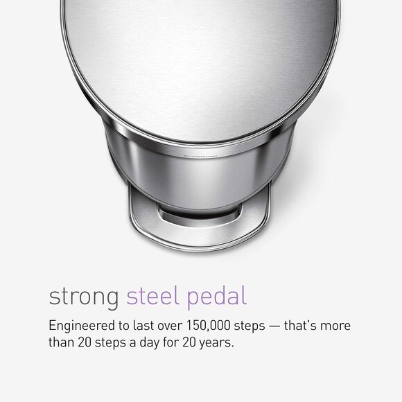 12 Gallon Step Trash Can White Stainless Steel Slim Kitchen Bin Hands Free 45L - Picture 5 of 9